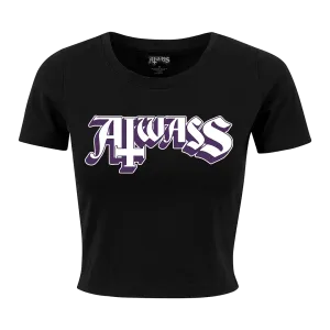 Aiwass - Purple & White Logo Women's Crop T-Shirt - Black