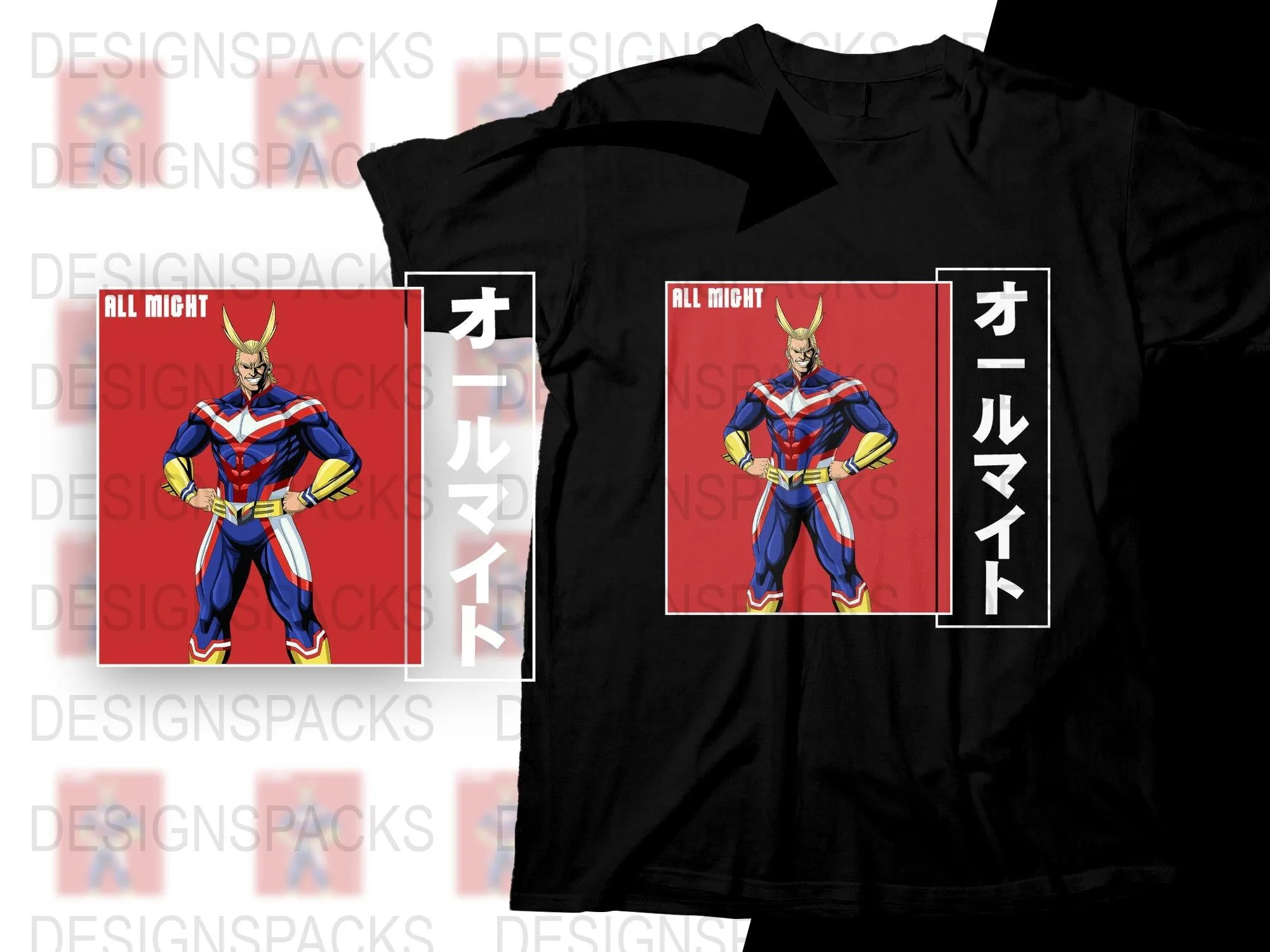 All Might Hero Costume Design Anime Png Digital Download