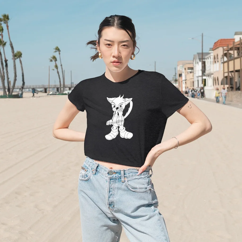 Angry Cat Women's Flowy Cropped Tee