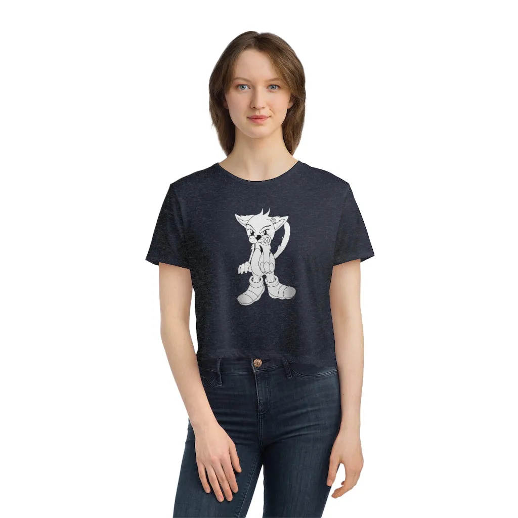 Angry Cat Women's Flowy Cropped Tee