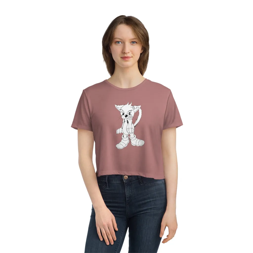 Angry Cat Women's Flowy Cropped Tee