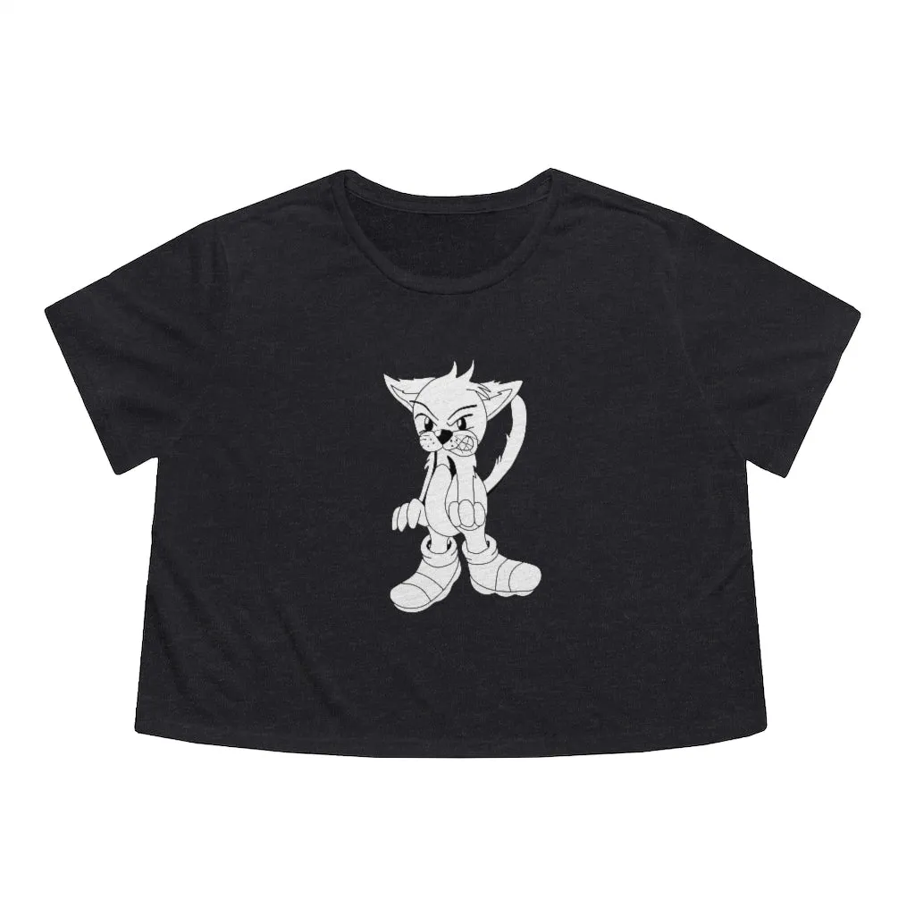 Angry Cat Women's Flowy Cropped Tee
