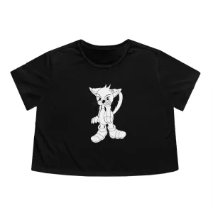 Angry Cat Women's Flowy Cropped Tee