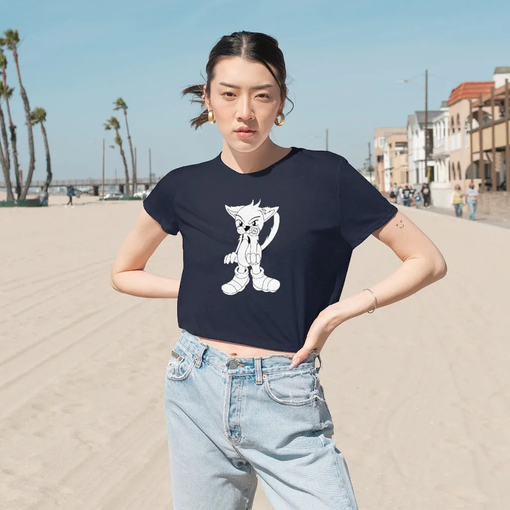 Angry Cat Women's Flowy Cropped Tee