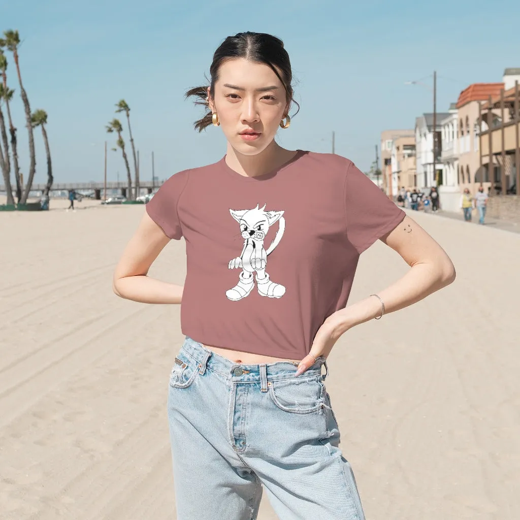 Angry Cat Women's Flowy Cropped Tee