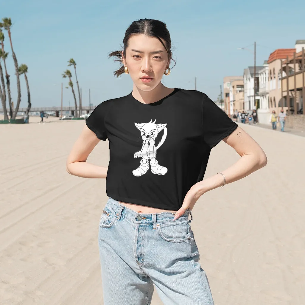 Angry Cat Women's Flowy Cropped Tee
