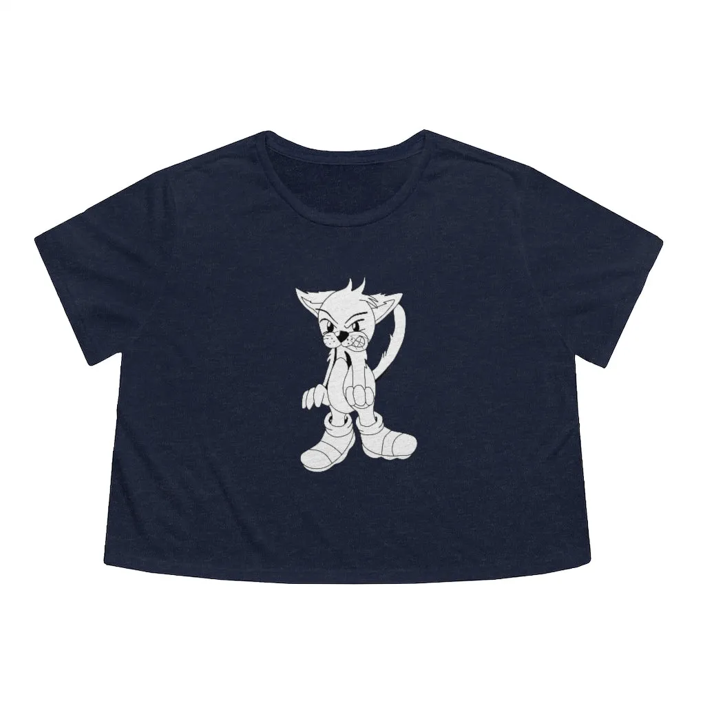Angry Cat Women's Flowy Cropped Tee