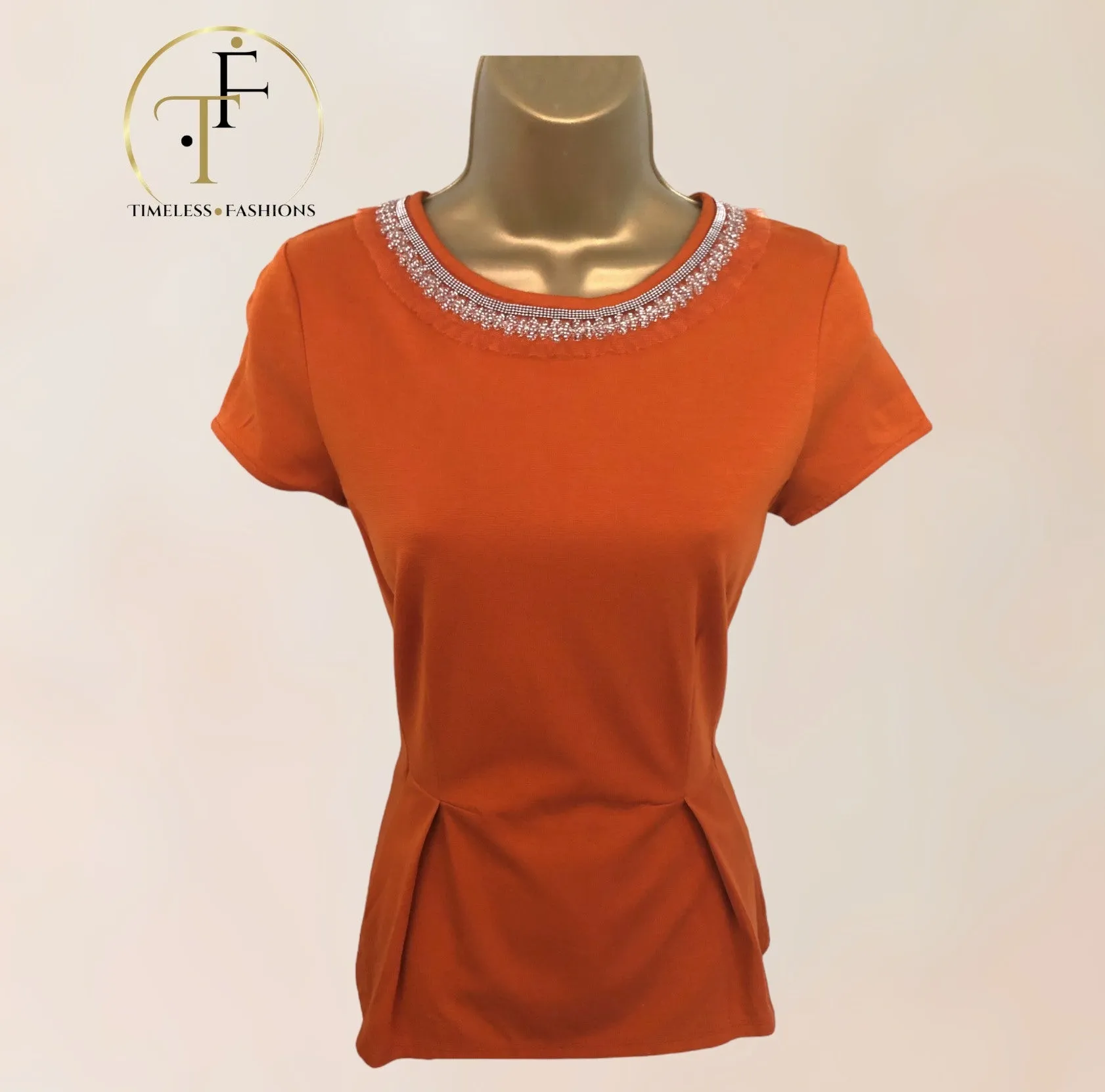 Banana Republic Womens Orange Embellished Pintuck Peplum Top UK 6 US 2 EU 34