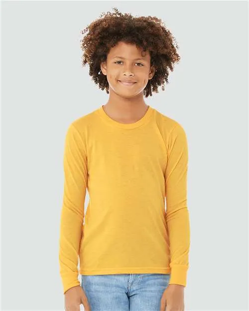 BELLA   CANVAS Youth Heather CVC Long Sleeve Tee 3501YCVC