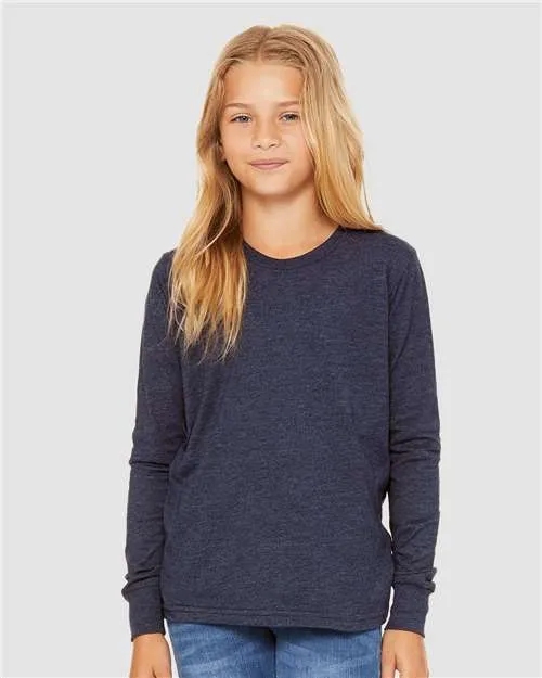 BELLA   CANVAS Youth Heather CVC Long Sleeve Tee 3501YCVC