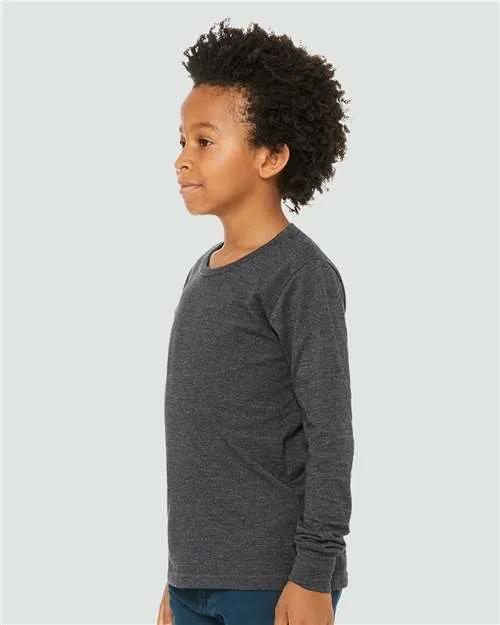 BELLA   CANVAS Youth Heather CVC Long Sleeve Tee 3501YCVC
