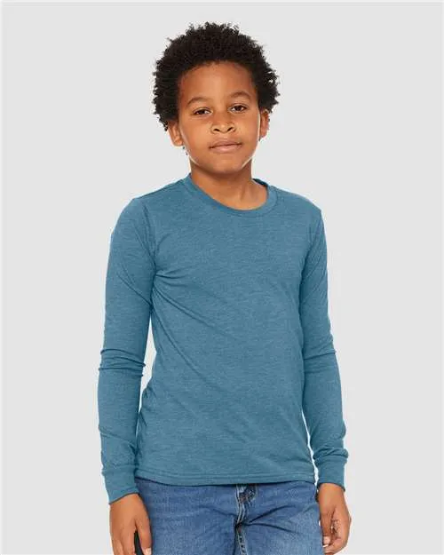 BELLA   CANVAS Youth Heather CVC Long Sleeve Tee 3501YCVC