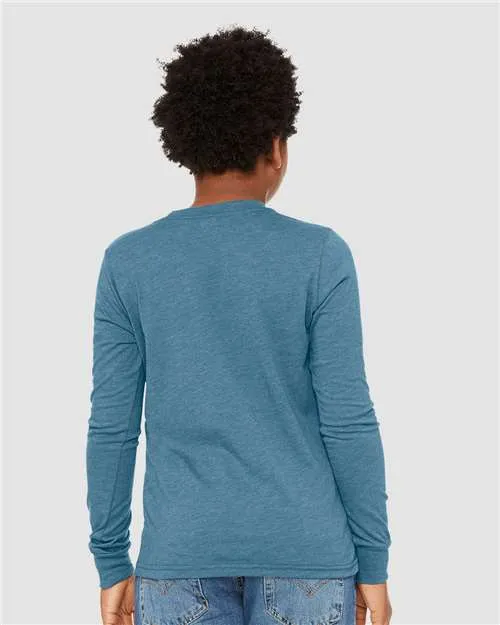 BELLA   CANVAS Youth Heather CVC Long Sleeve Tee 3501YCVC