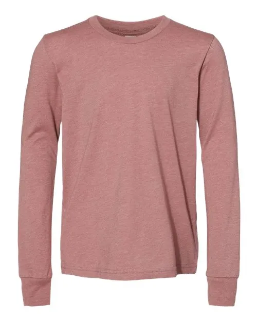 BELLA   CANVAS Youth Heather CVC Long Sleeve Tee 3501YCVC