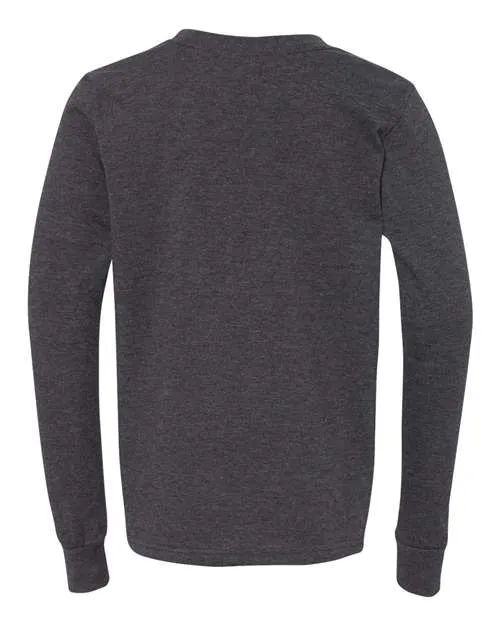BELLA   CANVAS Youth Heather CVC Long Sleeve Tee 3501YCVC