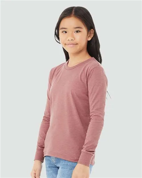 BELLA   CANVAS Youth Heather CVC Long Sleeve Tee 3501YCVC
