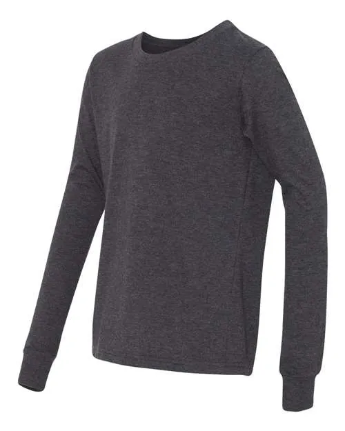 BELLA   CANVAS Youth Heather CVC Long Sleeve Tee 3501YCVC