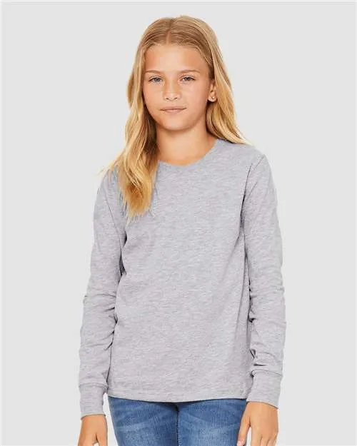 BELLA   CANVAS Youth Heather CVC Long Sleeve Tee 3501YCVC