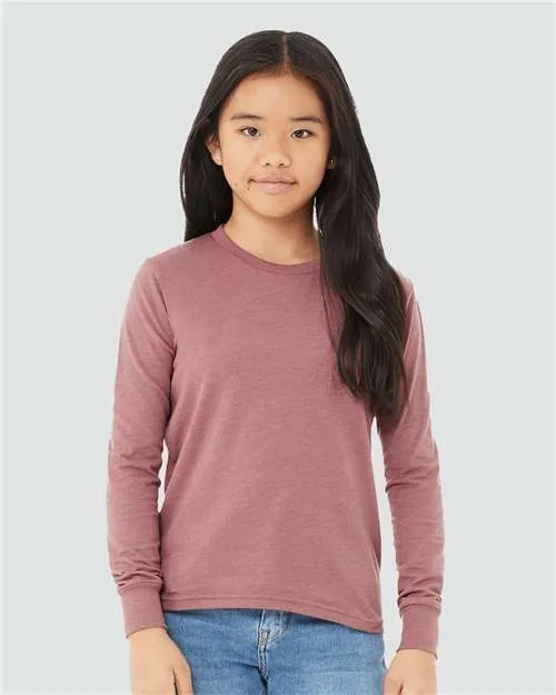 BELLA   CANVAS Youth Heather CVC Long Sleeve Tee 3501YCVC