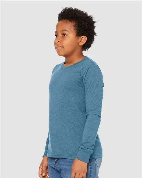 BELLA   CANVAS Youth Heather CVC Long Sleeve Tee 3501YCVC