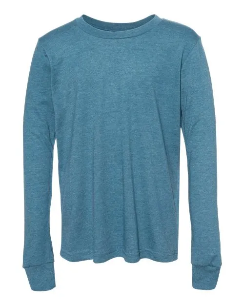 BELLA   CANVAS Youth Heather CVC Long Sleeve Tee 3501YCVC