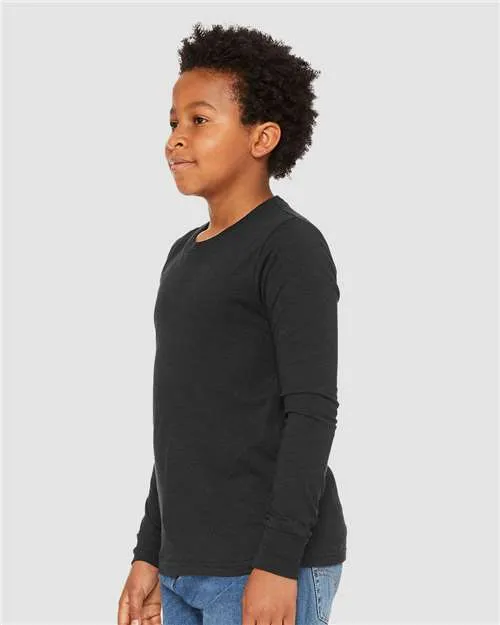 BELLA   CANVAS Youth Heather CVC Long Sleeve Tee 3501YCVC