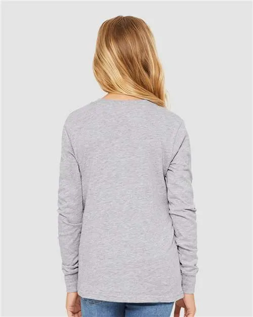 BELLA   CANVAS Youth Heather CVC Long Sleeve Tee 3501YCVC