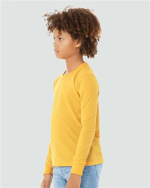 BELLA   CANVAS Youth Heather CVC Long Sleeve Tee 3501YCVC