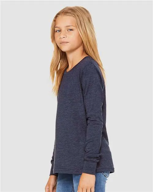 BELLA   CANVAS Youth Heather CVC Long Sleeve Tee 3501YCVC