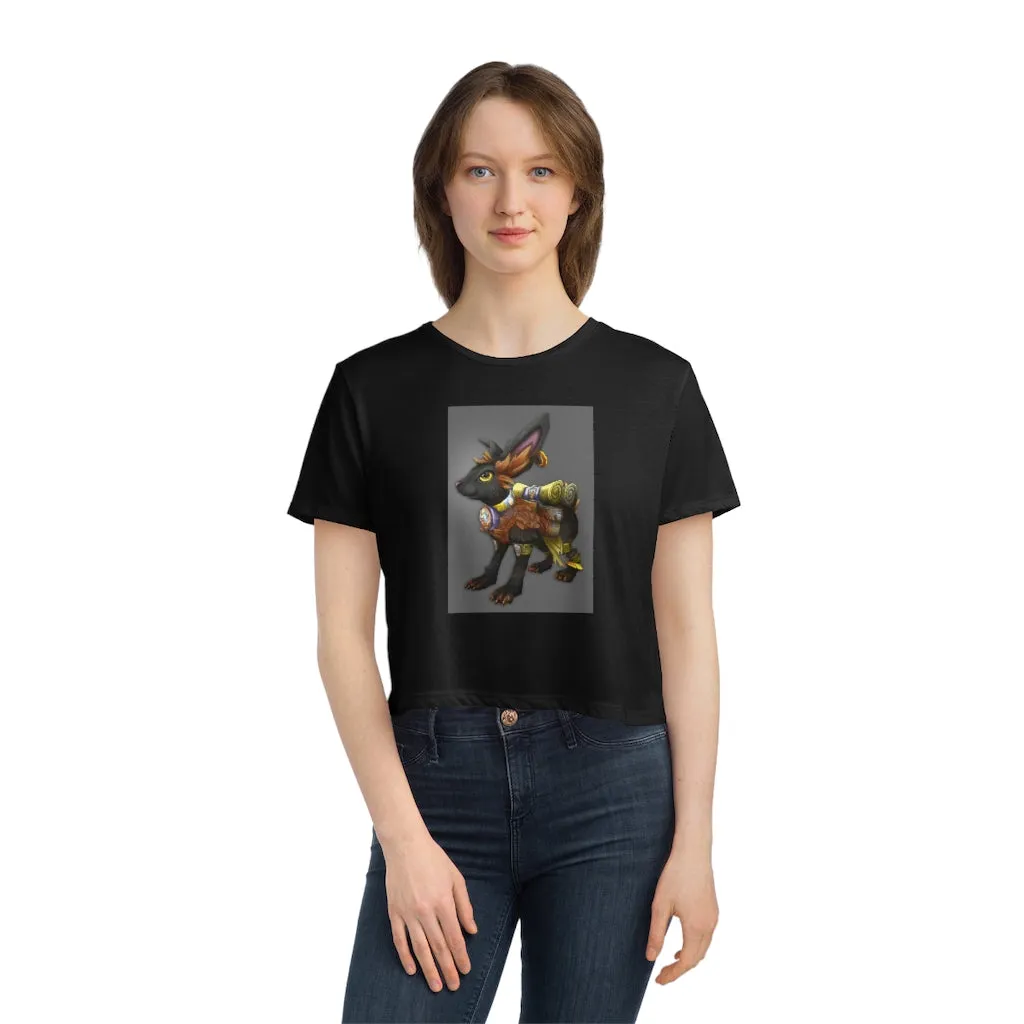 Black Amara Women's Flowy Cropped Tee