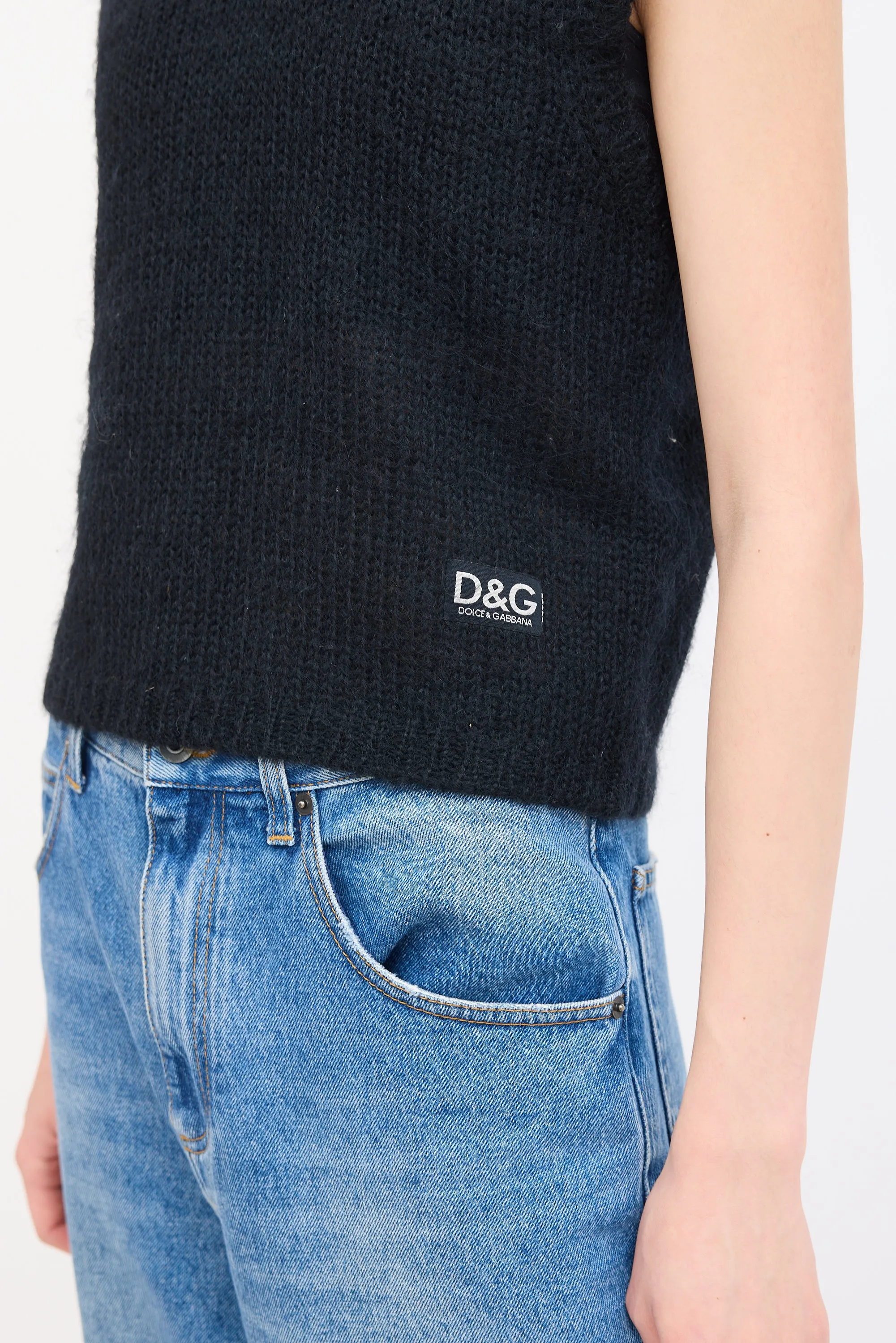 Black Knit V-Neck Vest