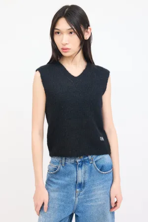 Black Knit V-Neck Vest