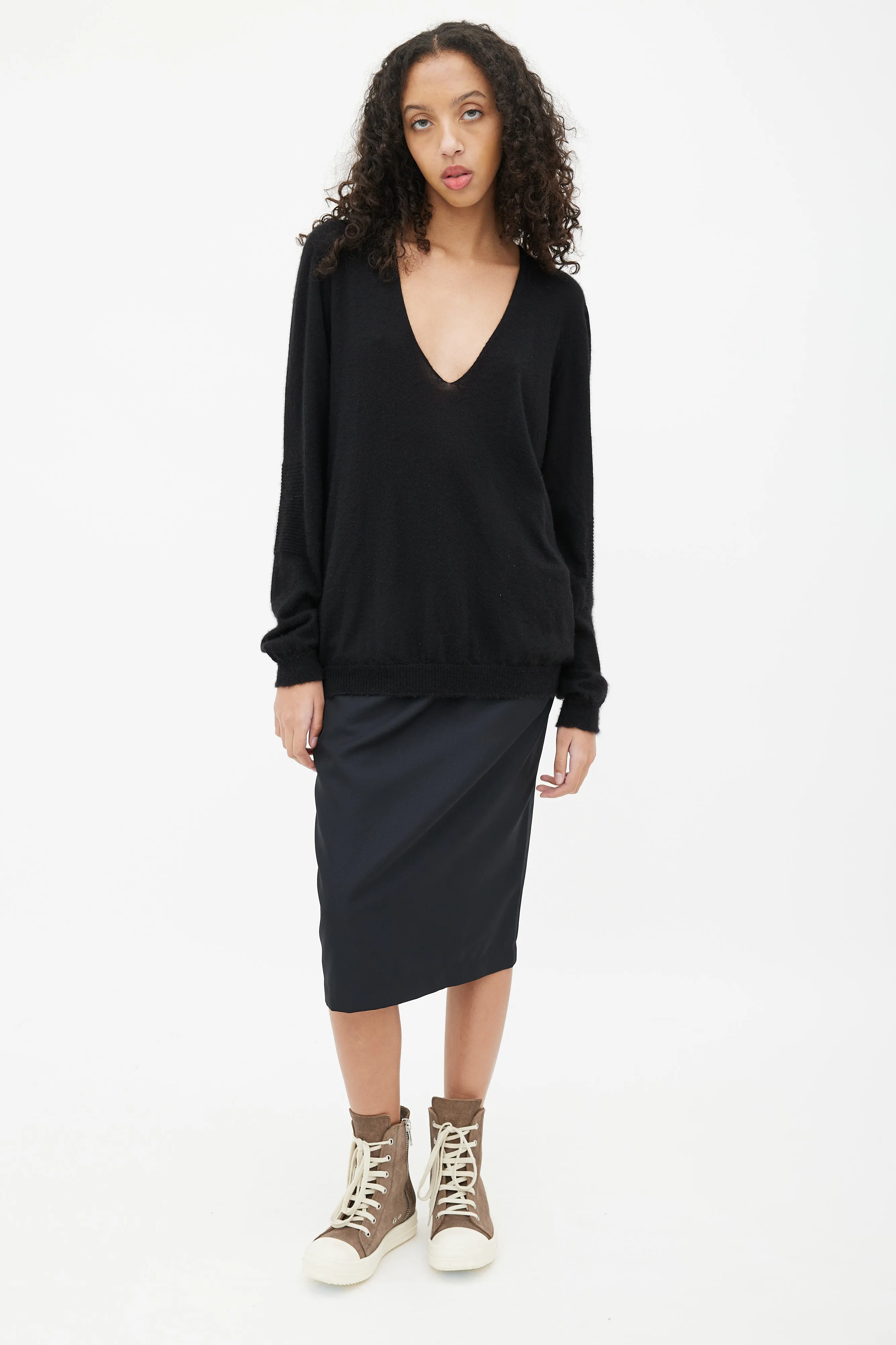 Black V-Neck Cashmere Sweater