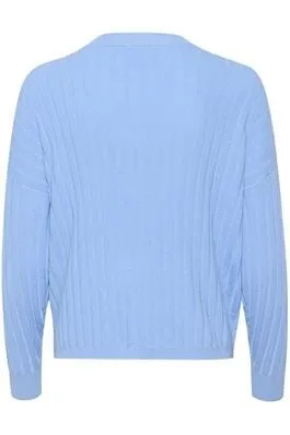 BLUE LONG SLEEVE V NECK SWEATER