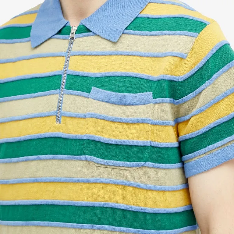 Brain Dead Lifted Stripe Half Zip Polo, Multicolor