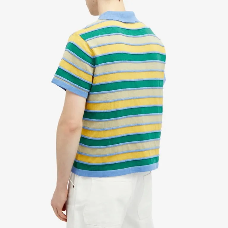 Brain Dead Lifted Stripe Half Zip Polo, Multicolor