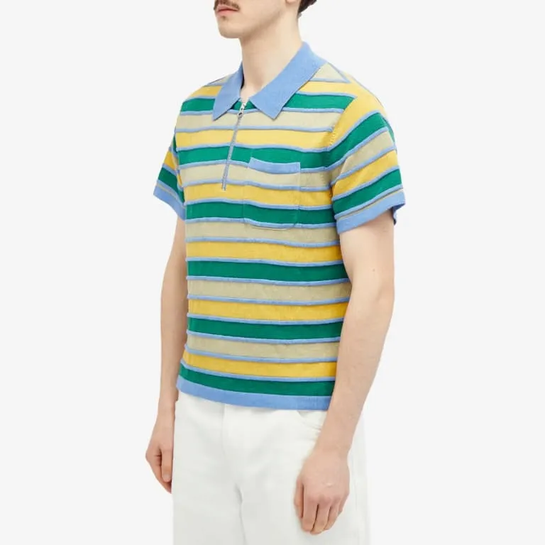Brain Dead Lifted Stripe Half Zip Polo, Multicolor