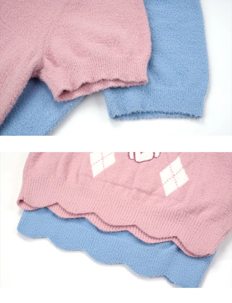 Cinnamoroll Argyle Short Sleeve Collared Crop Sweater