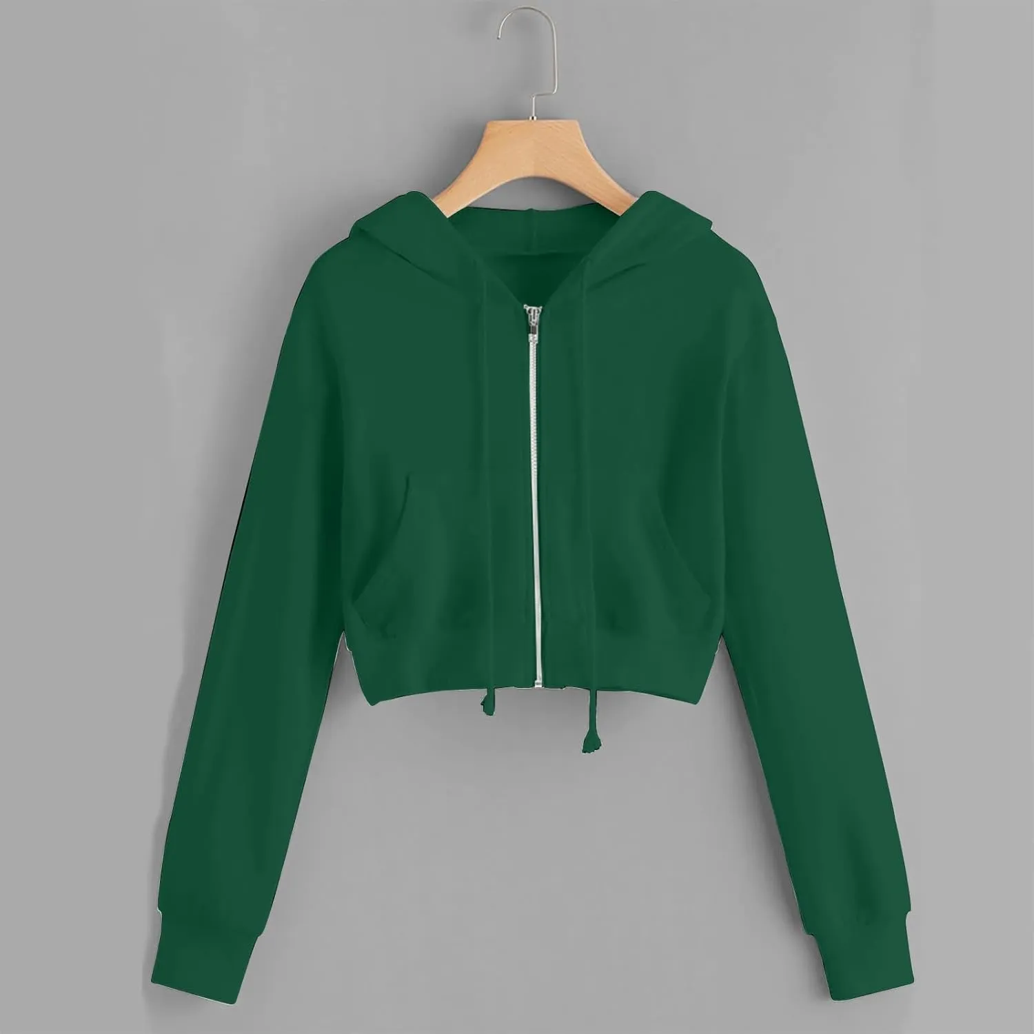 Cropped Hoodie Women Zip Up Hooded Sweatshirt 2023 Fashion Fall Crop Jackets Casual Cute Long Sleeve Crop Tops