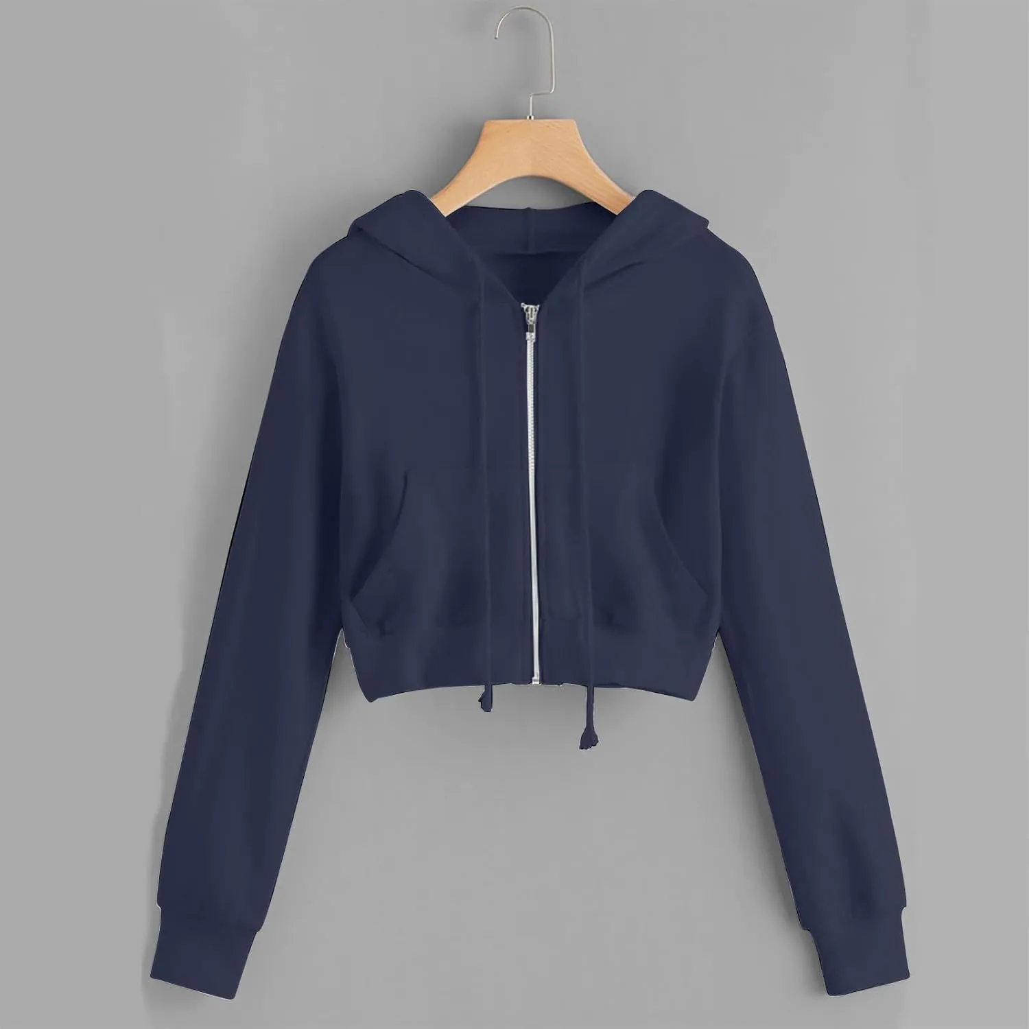 Cropped Hoodie Women Zip Up Hooded Sweatshirt 2023 Fashion Fall Crop Jackets Casual Cute Long Sleeve Crop Tops