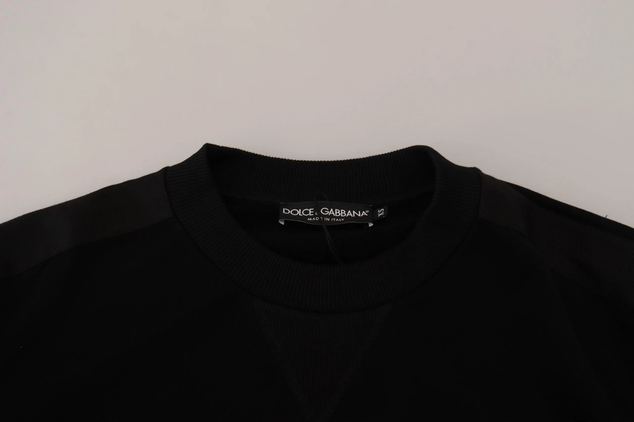 Dolce & Gabbana Black Cotton Crewneck Sweatshirt Sweater