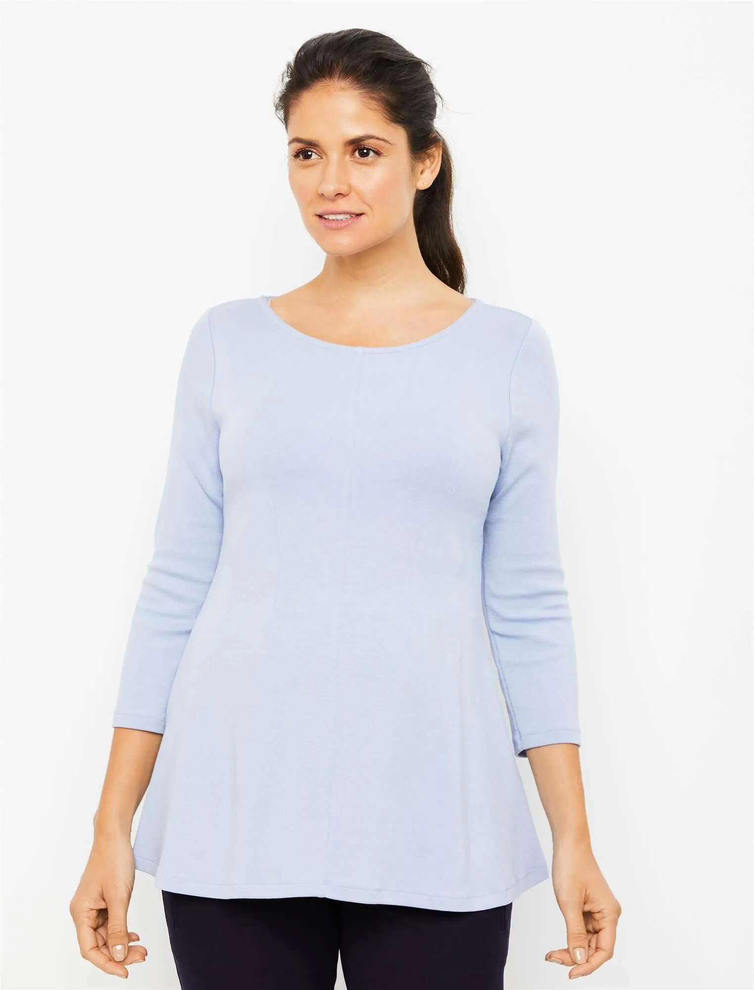 Fit And Flare Maternity Top in Light Blue