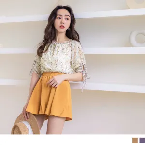 FLORAL PRINTED OFF SHOULDER SHORT SLEEVE TOPS