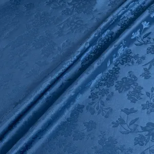 French Blue Floral Jacquard Pure Silk