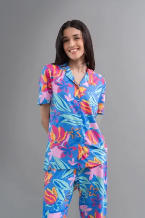Hawaii Flower Modal Button Down Half Sleeve Shirt
