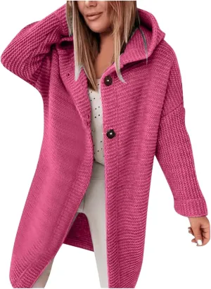iLH Cardigan Sweaters for Women Casual Loose Open Front Sweater Coats Chunky Cable Knit Coat Fall Winter Hooded Outwear