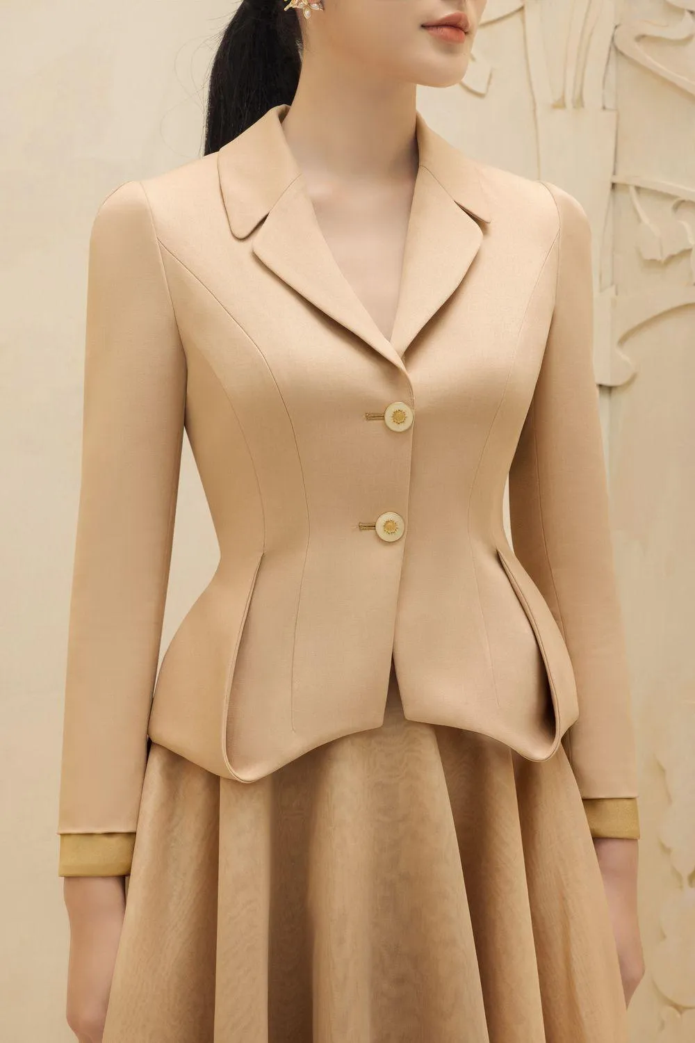 Jeanne Peplum Long Sleeved Polycotton Jacket