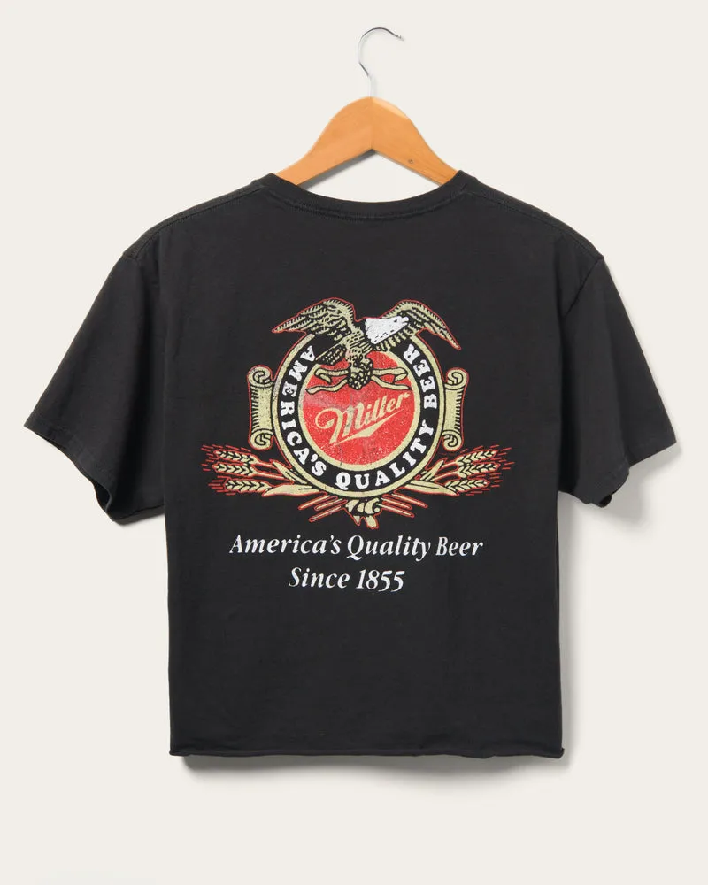 Junk Food WOMEN'S MILLER HIGH LIFE FLEA MARKET CROP - BLACK