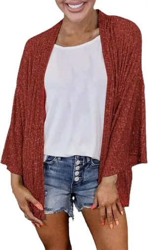 Lightweight Cardigans for Women 2024 Summer Loose Fit Long Sleeve Sequin Cardigan Solid Color Casual Blouses