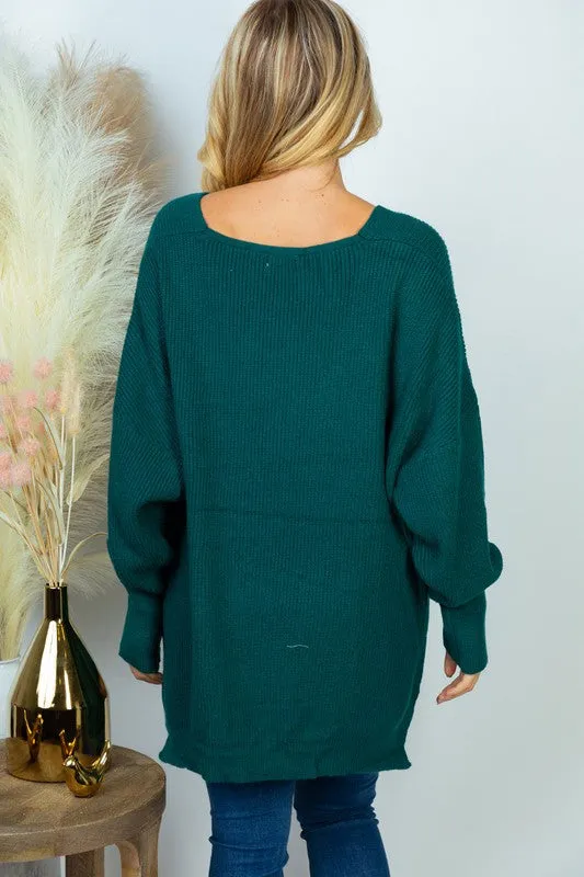 Long Sleeve Solid Knit Sweater | White Birch - Final Sale